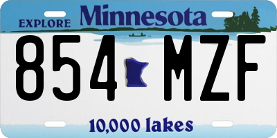 MN license plate 854MZF