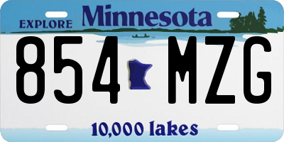 MN license plate 854MZG
