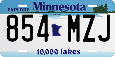 MN license plate 854MZJ