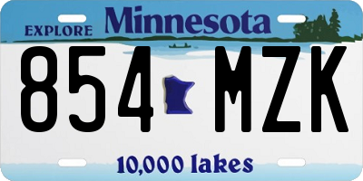 MN license plate 854MZK