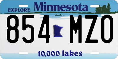 MN license plate 854MZO