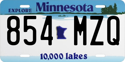 MN license plate 854MZQ