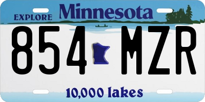 MN license plate 854MZR