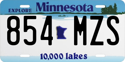MN license plate 854MZS