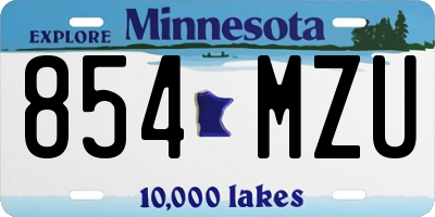 MN license plate 854MZU
