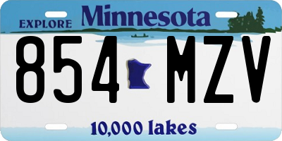 MN license plate 854MZV