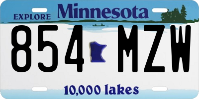 MN license plate 854MZW