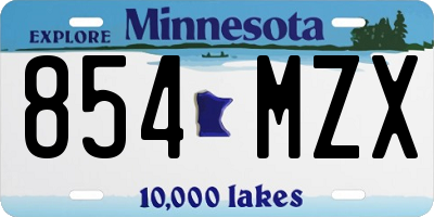 MN license plate 854MZX