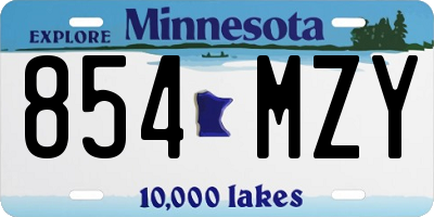 MN license plate 854MZY