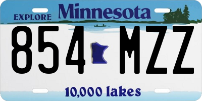MN license plate 854MZZ