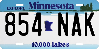 MN license plate 854NAK