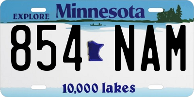 MN license plate 854NAM