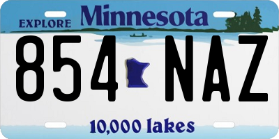 MN license plate 854NAZ
