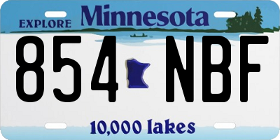 MN license plate 854NBF