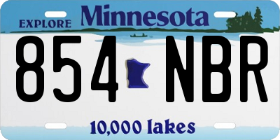MN license plate 854NBR