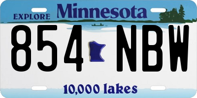 MN license plate 854NBW