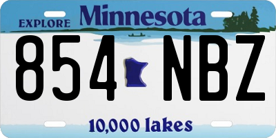 MN license plate 854NBZ