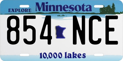MN license plate 854NCE