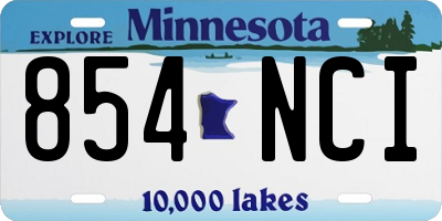 MN license plate 854NCI