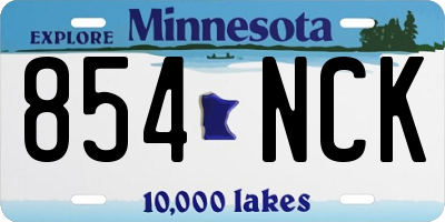 MN license plate 854NCK