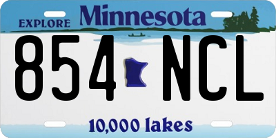 MN license plate 854NCL