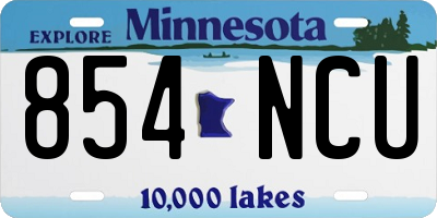 MN license plate 854NCU