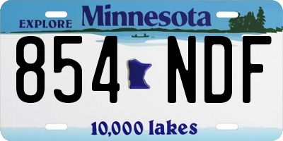 MN license plate 854NDF
