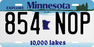 MN license plate 854NOP