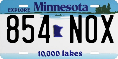 MN license plate 854NOX