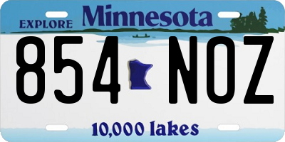 MN license plate 854NOZ