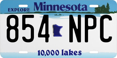 MN license plate 854NPC