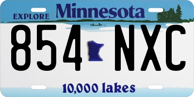 MN license plate 854NXC