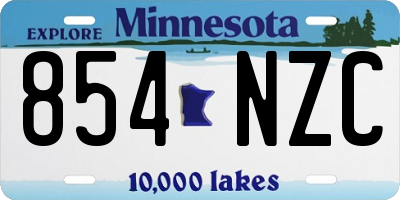 MN license plate 854NZC