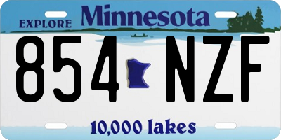 MN license plate 854NZF