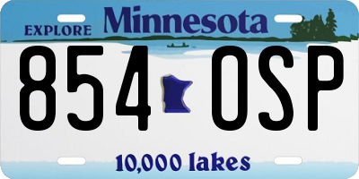 MN license plate 854OSP