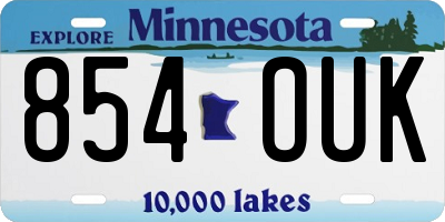 MN license plate 854OUK
