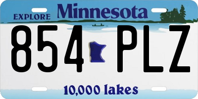 MN license plate 854PLZ