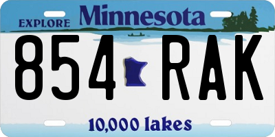 MN license plate 854RAK