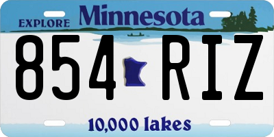 MN license plate 854RIZ