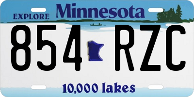 MN license plate 854RZC