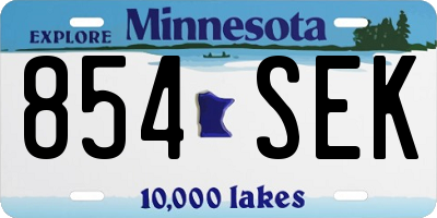 MN license plate 854SEK