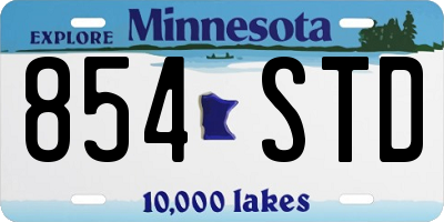 MN license plate 854STD