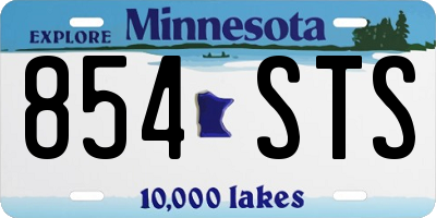 MN license plate 854STS