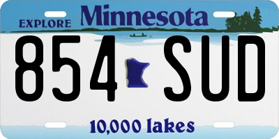 MN license plate 854SUD