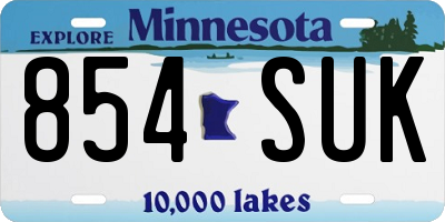 MN license plate 854SUK
