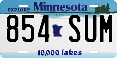 MN license plate 854SUM