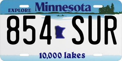 MN license plate 854SUR