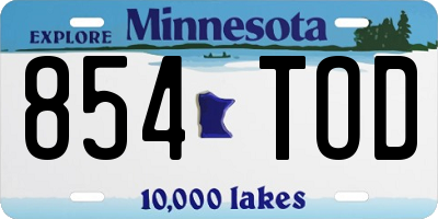 MN license plate 854TOD