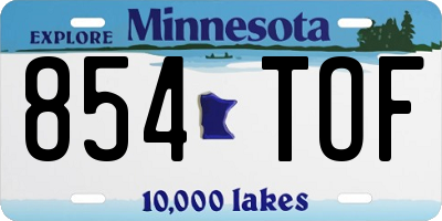 MN license plate 854TOF