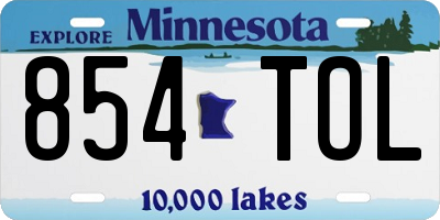 MN license plate 854TOL